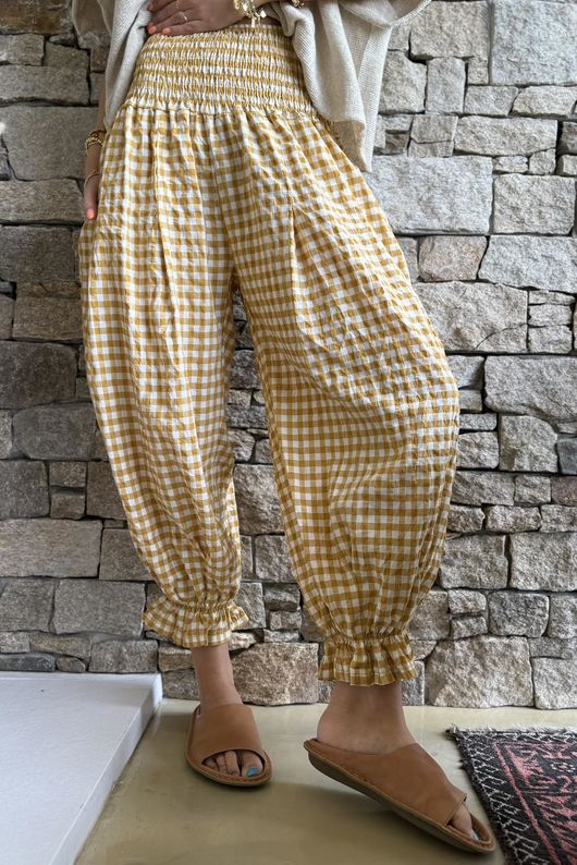 Nonni Gingham Bloomer Pant Mustard
